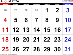 August 2024 Calendar